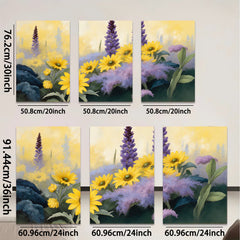 2D flat 1pc vibrant wildflower meadow blooming purple spikes sunny garden wall art bedroom living room farmhouse decor botanical prints