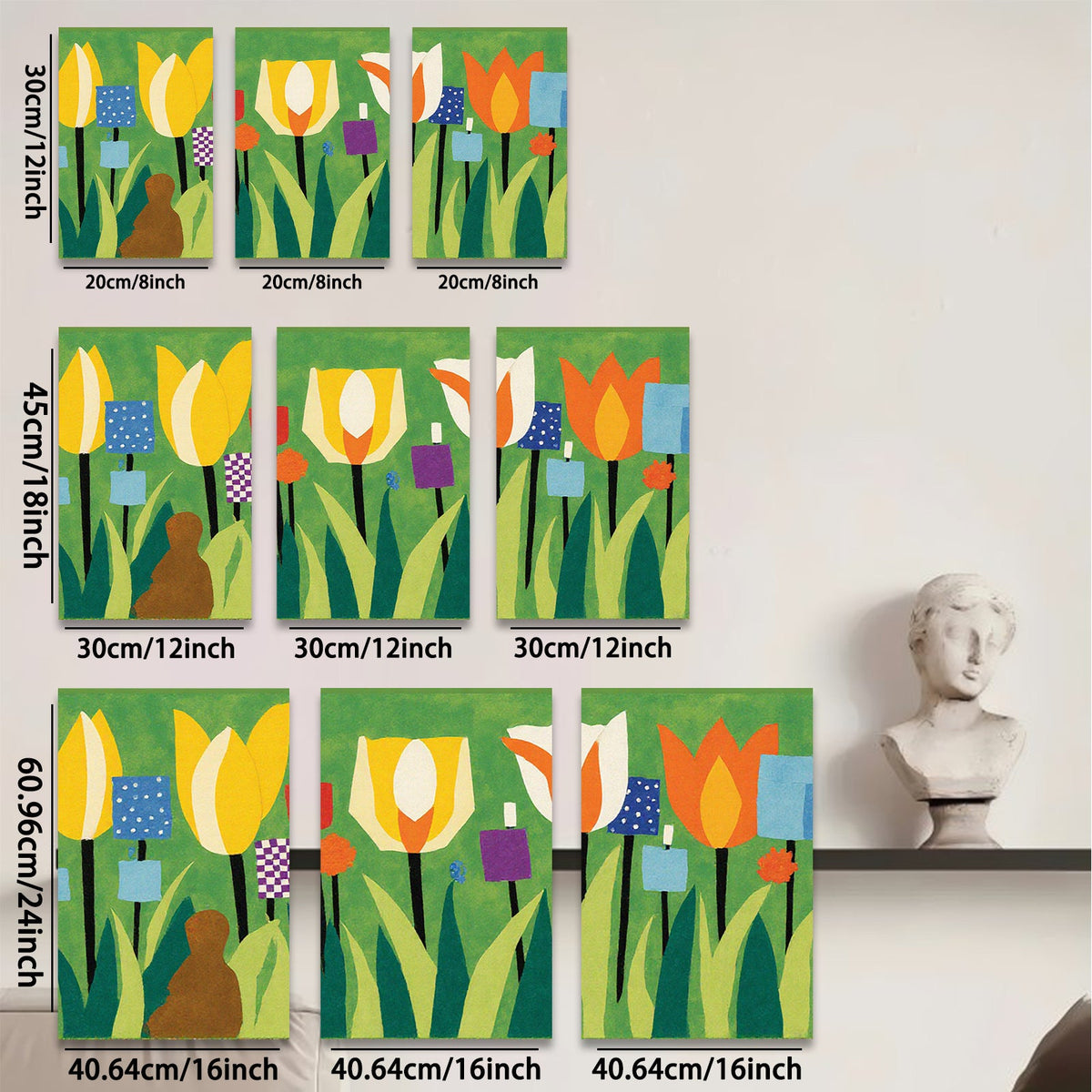 2D flat 1pc vibrant wildflower meadow botanical art print for living room bedroom home wall decor farmhouse style gallery wrapped canvas