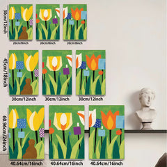 2D flat 1pc vibrant wildflower meadow botanical art print for living room bedroom home wall decor farmhouse style gallery wrapped canvas