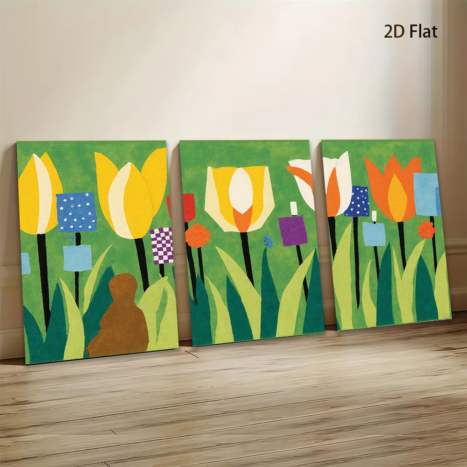 2D flat 1pc vibrant wildflower meadow botanical art print for living room bedroom home wall decor farmhouse style gallery wrapped canvas
