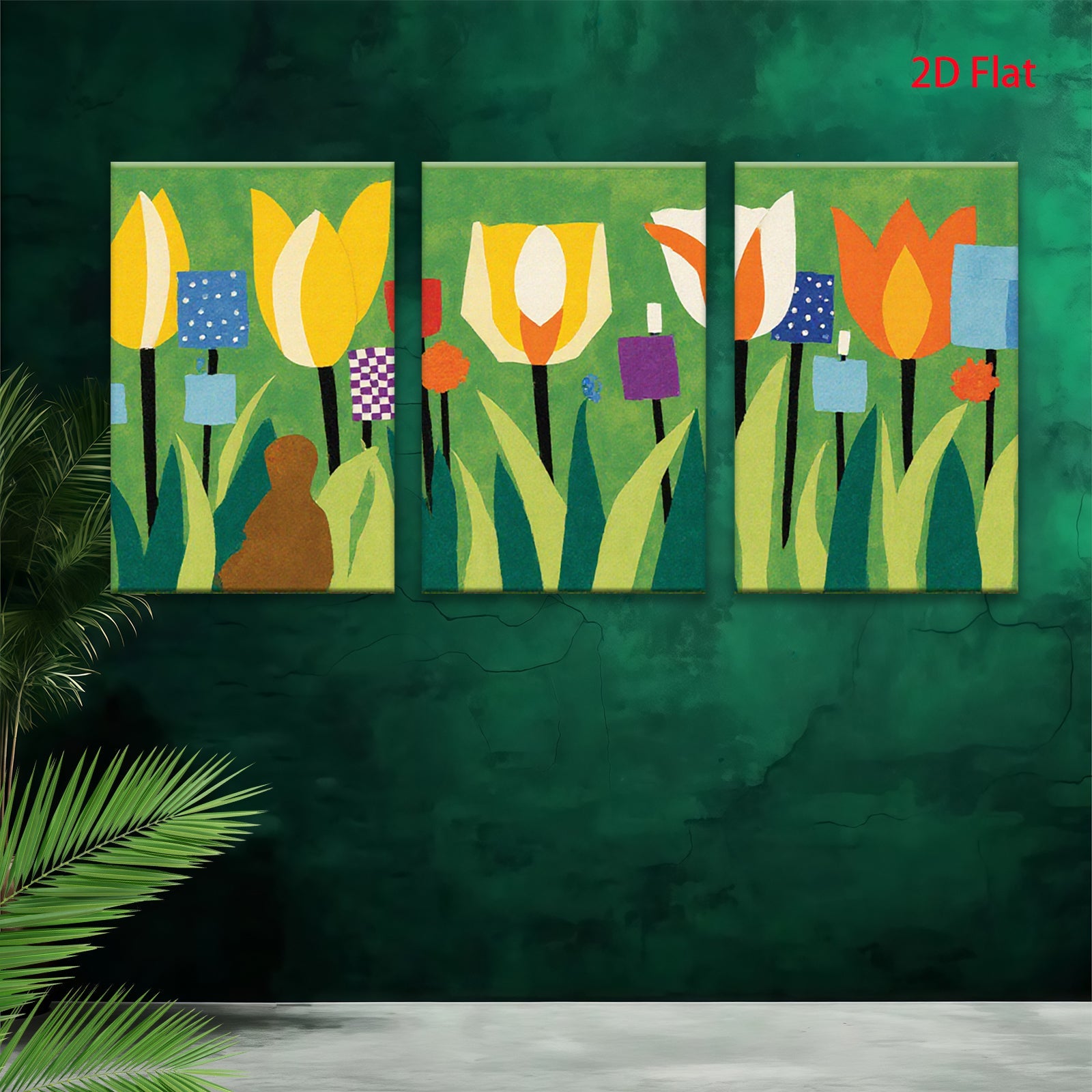 2D flat 1pc vibrant wildflower meadow botanical art print for living room bedroom home wall decor farmhouse style gallery wrapped canvas