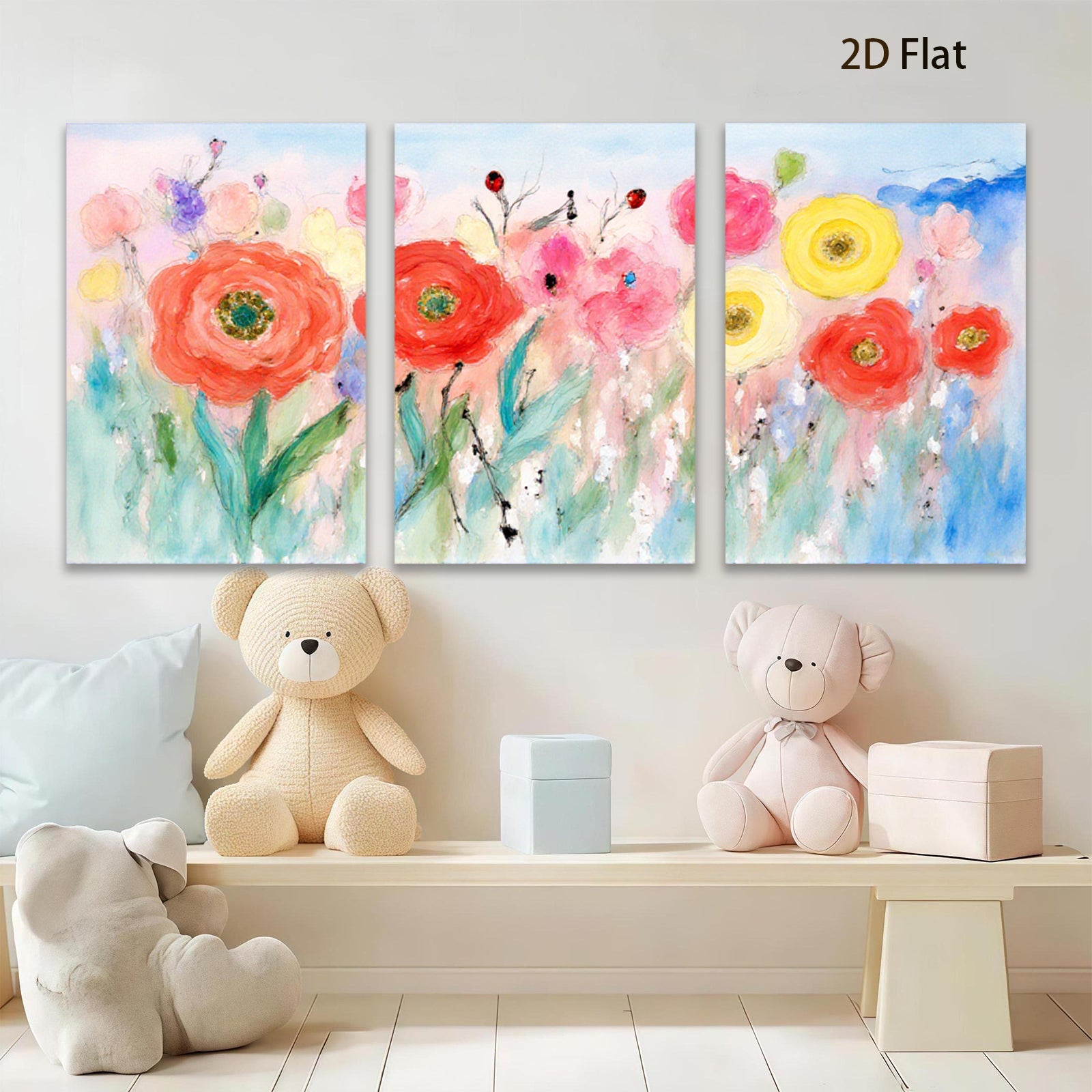 2D flat 1pc vibrant wildflower meadow painting blooming beauty for living room bedroom farmhouse wall decor modern floral art prints