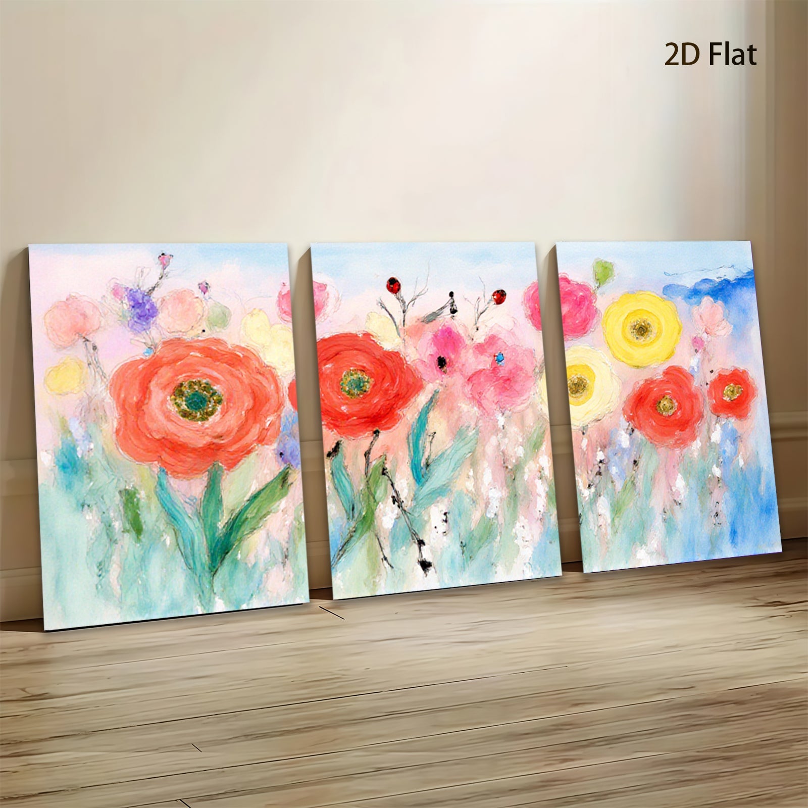 2D flat 1pc vibrant wildflower meadow painting blooming beauty for living room bedroom farmhouse wall decor modern floral art prints