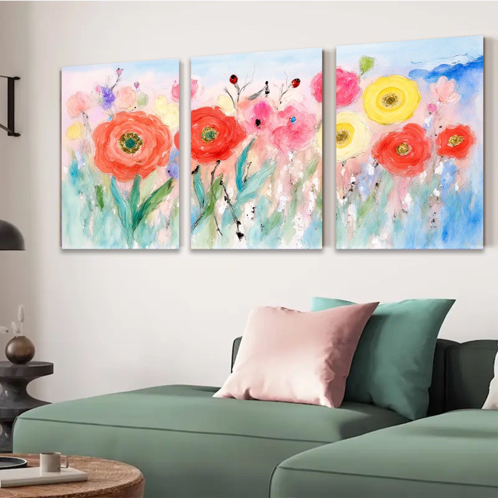 2D flat 1pc vibrant wildflower meadow painting blooming beauty for living room bedroom farmhouse wall decor modern floral art prints