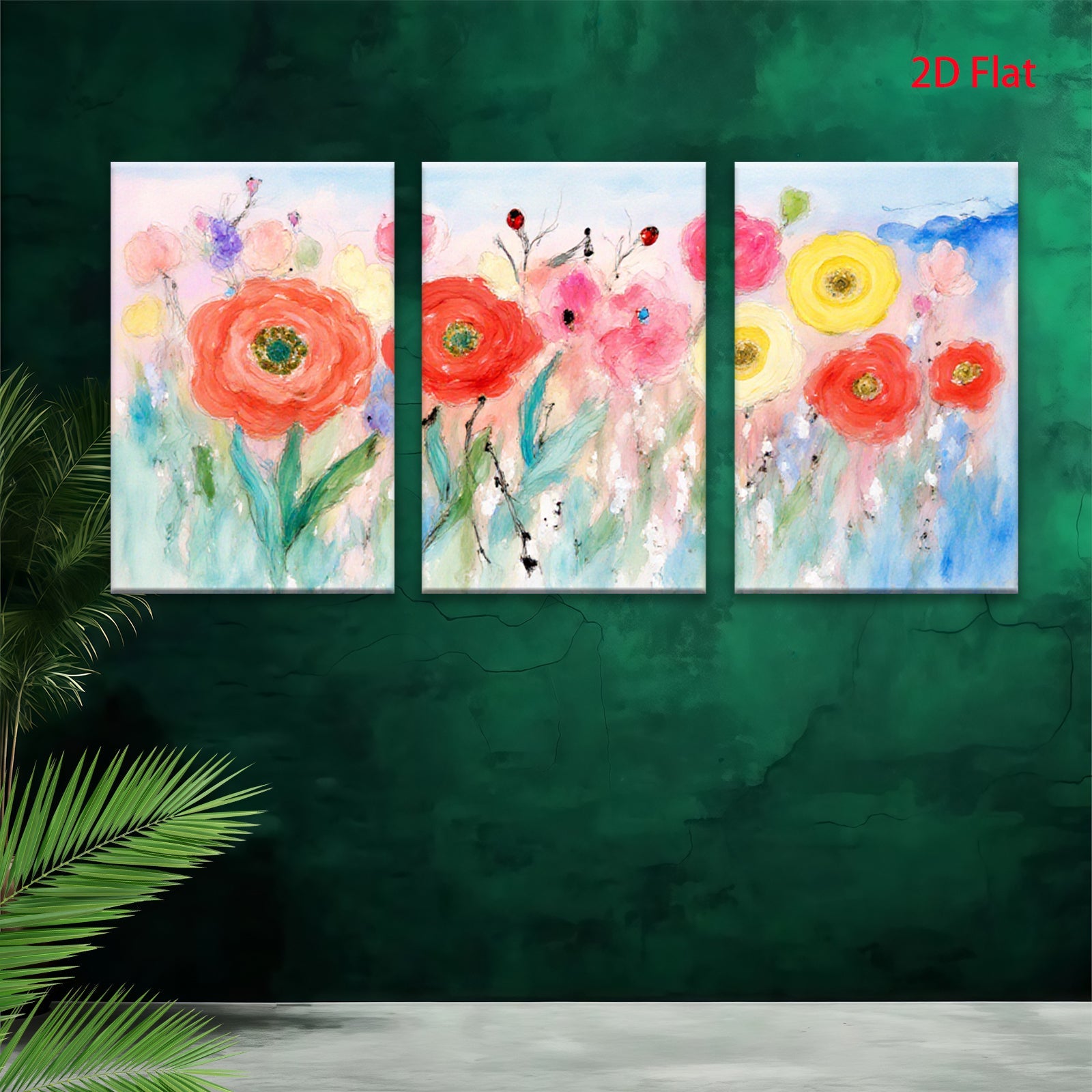 2D flat 1pc vibrant wildflower meadow painting blooming beauty for living room bedroom farmhouse wall decor modern floral art prints