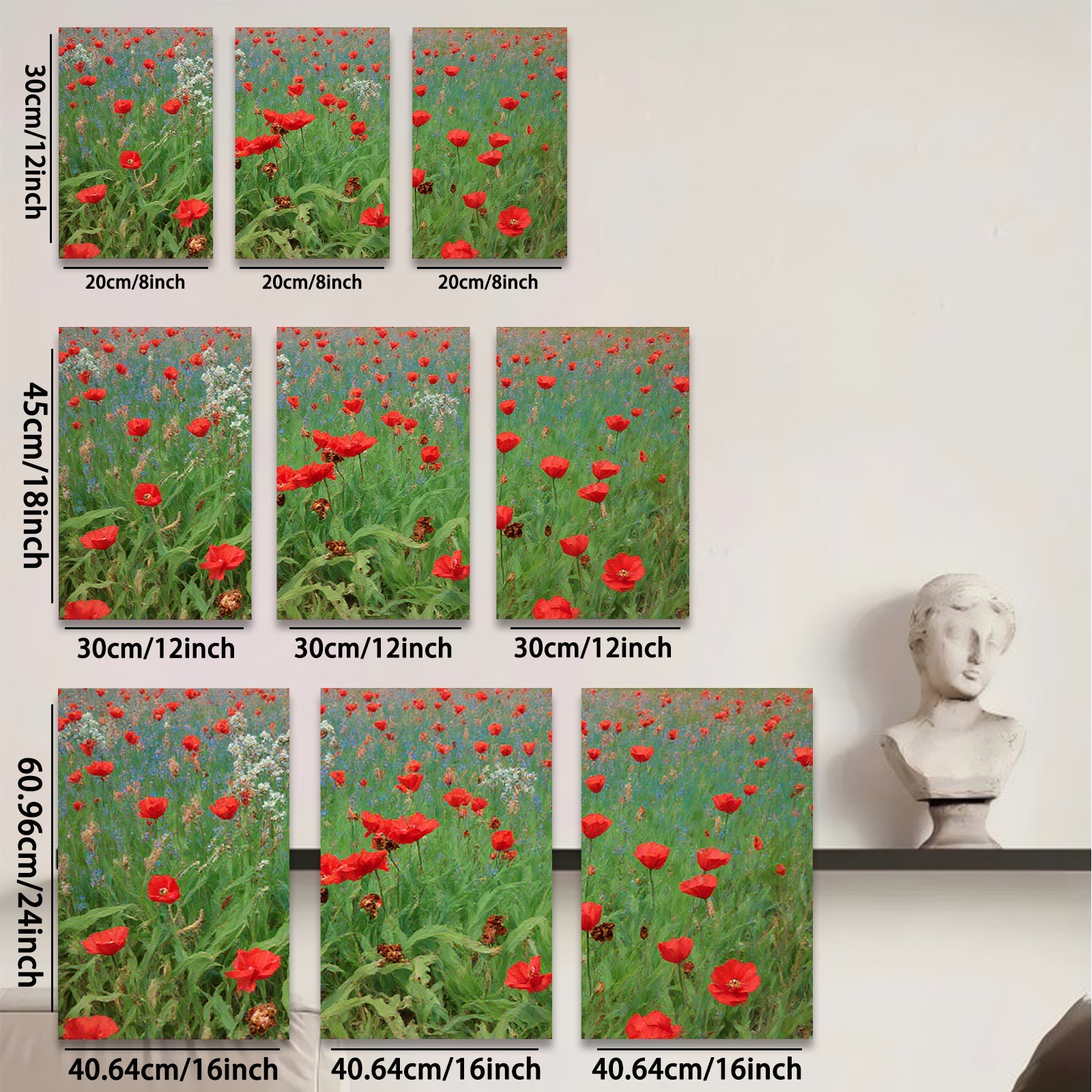 2D flat 1pc vibrant wildflower meadow painting rustic farmhouse wall decor living room bedroom art prints gallery wrapped canvas modern botanical floral art