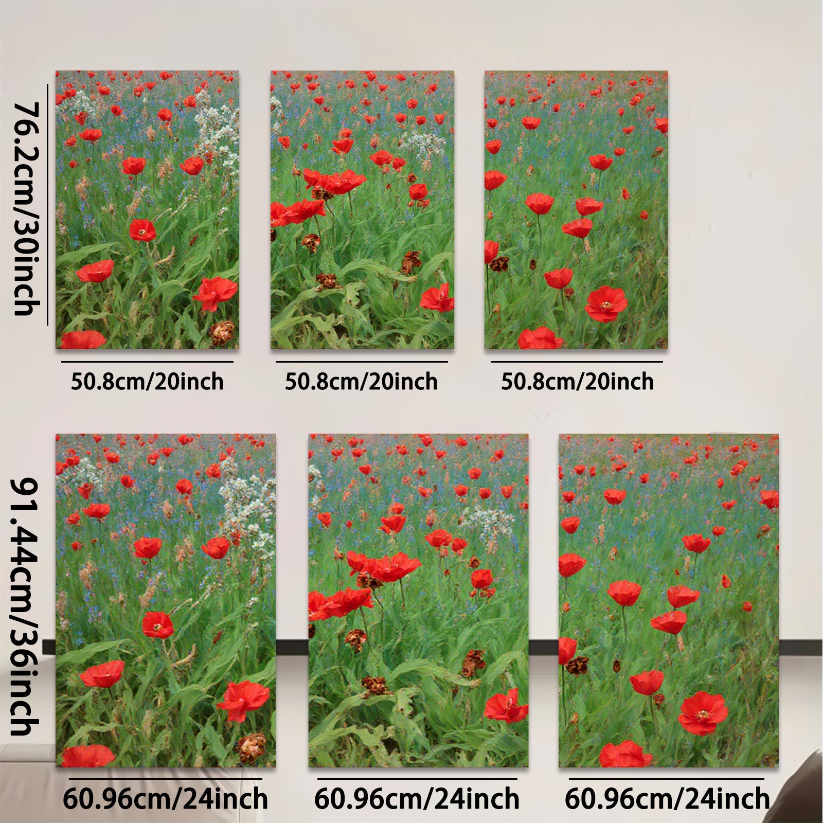 2D flat 1pc vibrant wildflower meadow painting rustic farmhouse wall decor living room bedroom art prints gallery wrapped canvas modern botanical floral art