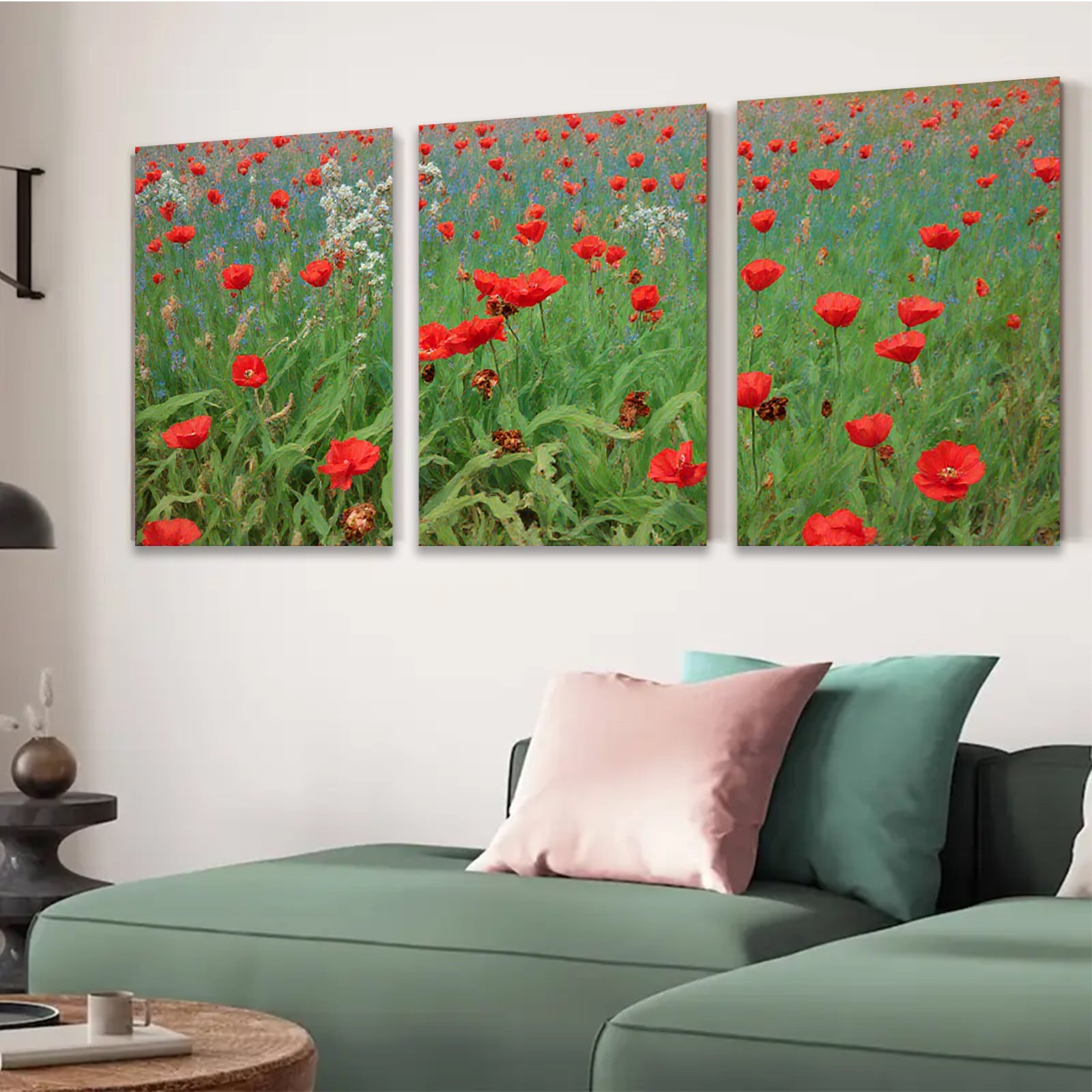 2D flat 1pc vibrant wildflower meadow painting rustic farmhouse wall decor living room bedroom art prints gallery wrapped canvas modern botanical floral art