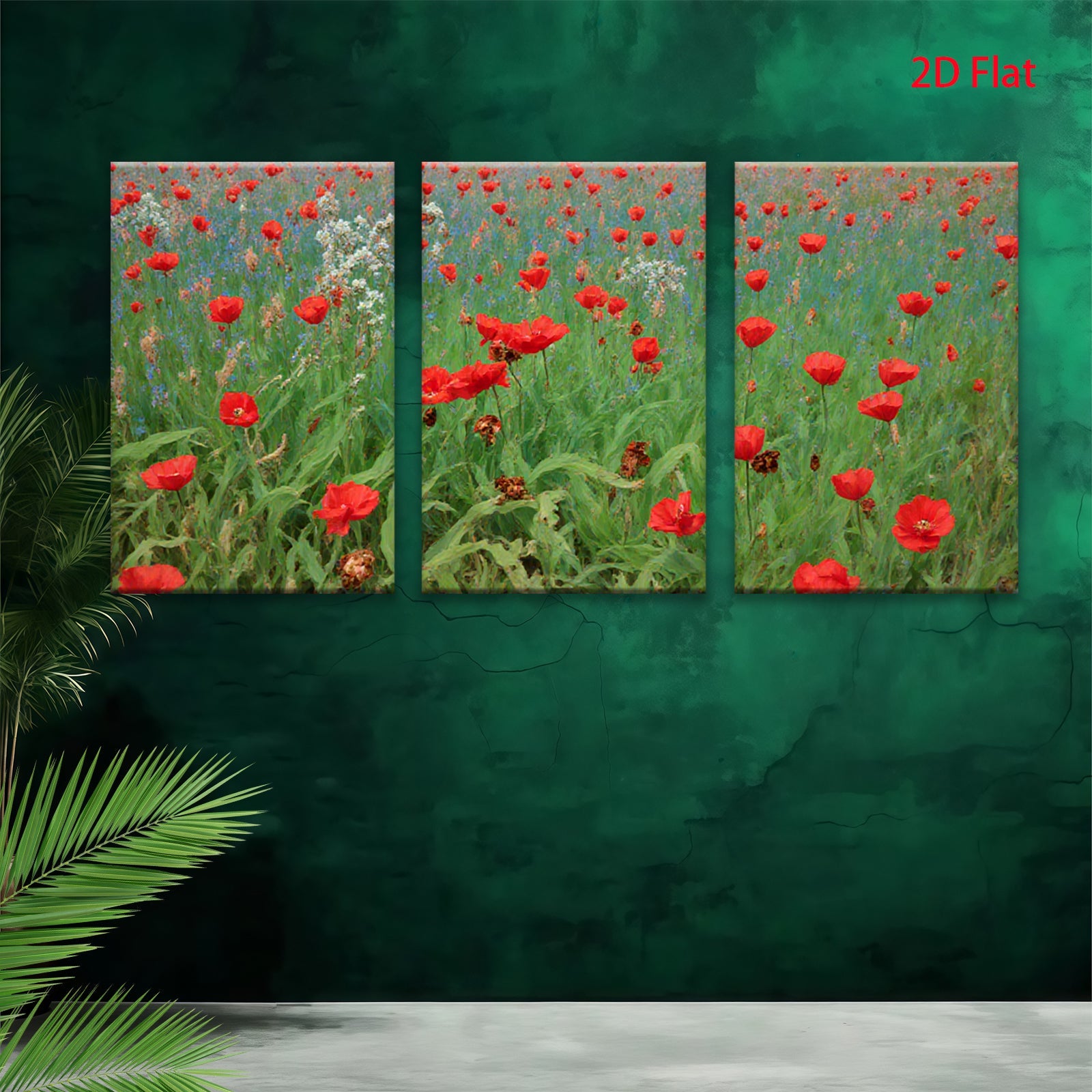 2D flat 1pc vibrant wildflower meadow painting rustic farmhouse wall decor living room bedroom art prints gallery wrapped canvas modern botanical floral art
