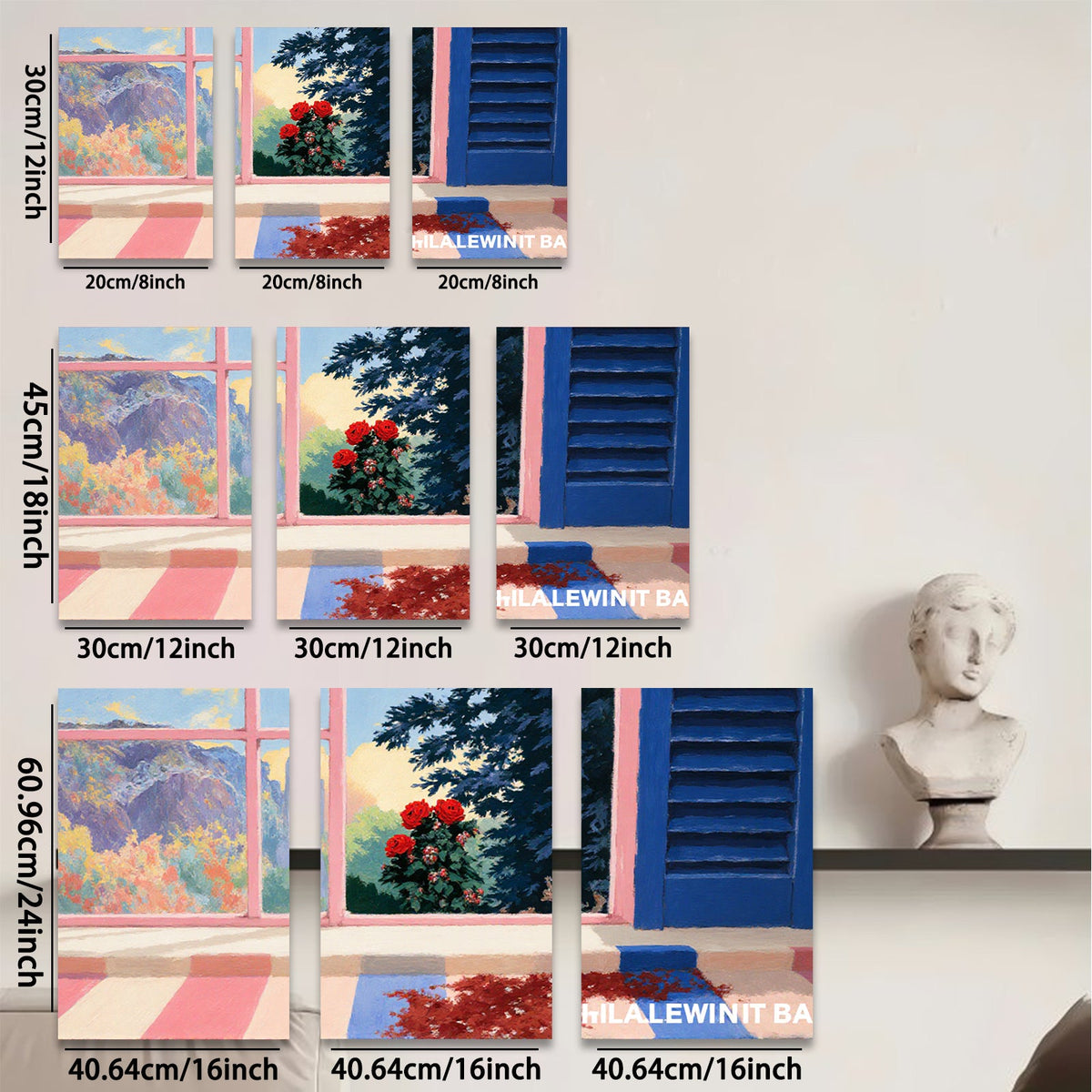 2D flat 1pc vibrant window garden blooms cozy farmhouse wall decor living room bedroom gallery wrapped canvas prints modern minimalist art