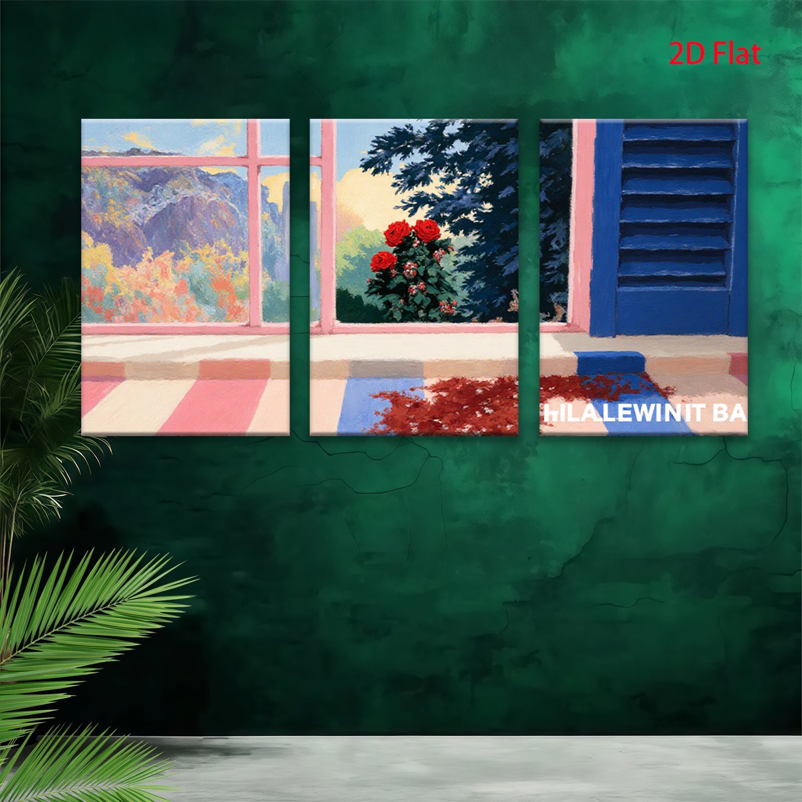 2D flat 1pc vibrant window garden blooms cozy farmhouse wall decor living room bedroom gallery wrapped canvas prints modern minimalist art