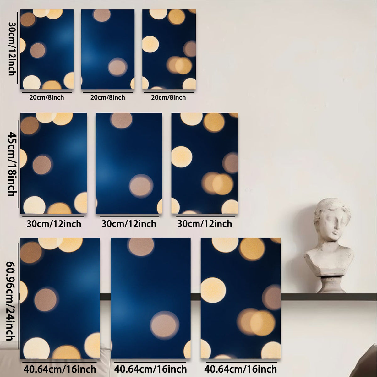 2D flat 1pc warm bokeh lights abstract wall decor for living room bedroom modern farmhouse gallery wrapped canvas prints cozy home decor