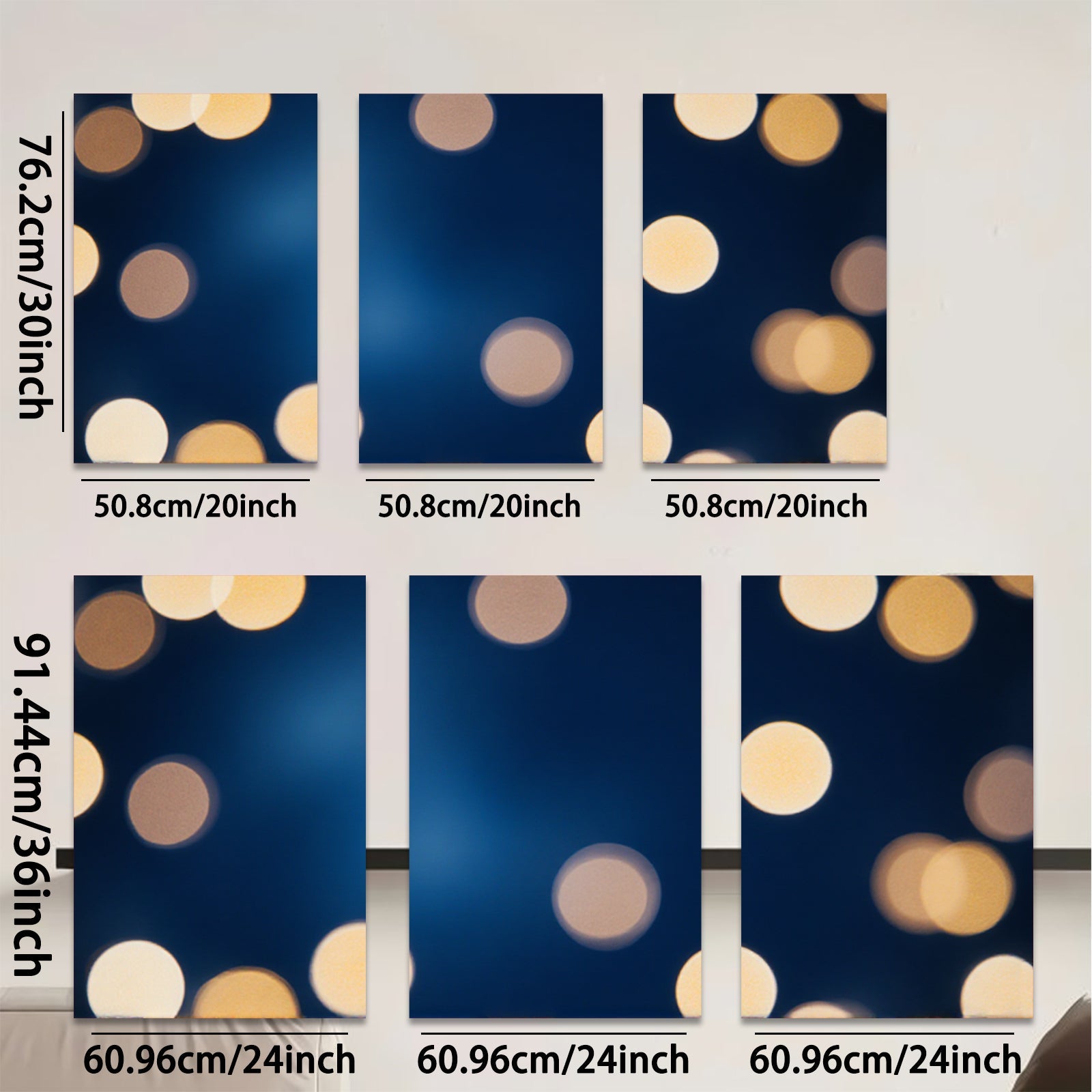 2D flat 1pc warm bokeh lights abstract wall decor for living room bedroom modern farmhouse gallery wrapped canvas prints cozy home decor