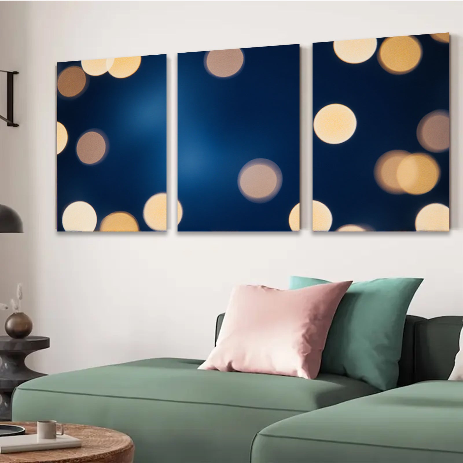 2D flat 1pc warm bokeh lights abstract wall decor for living room bedroom modern farmhouse gallery wrapped canvas prints cozy home decor