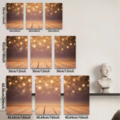 2D flat 1pc warm golden bokeh wood backdrop perfect for holiday party farmhouse decor gallery wall art prints modern minimalist