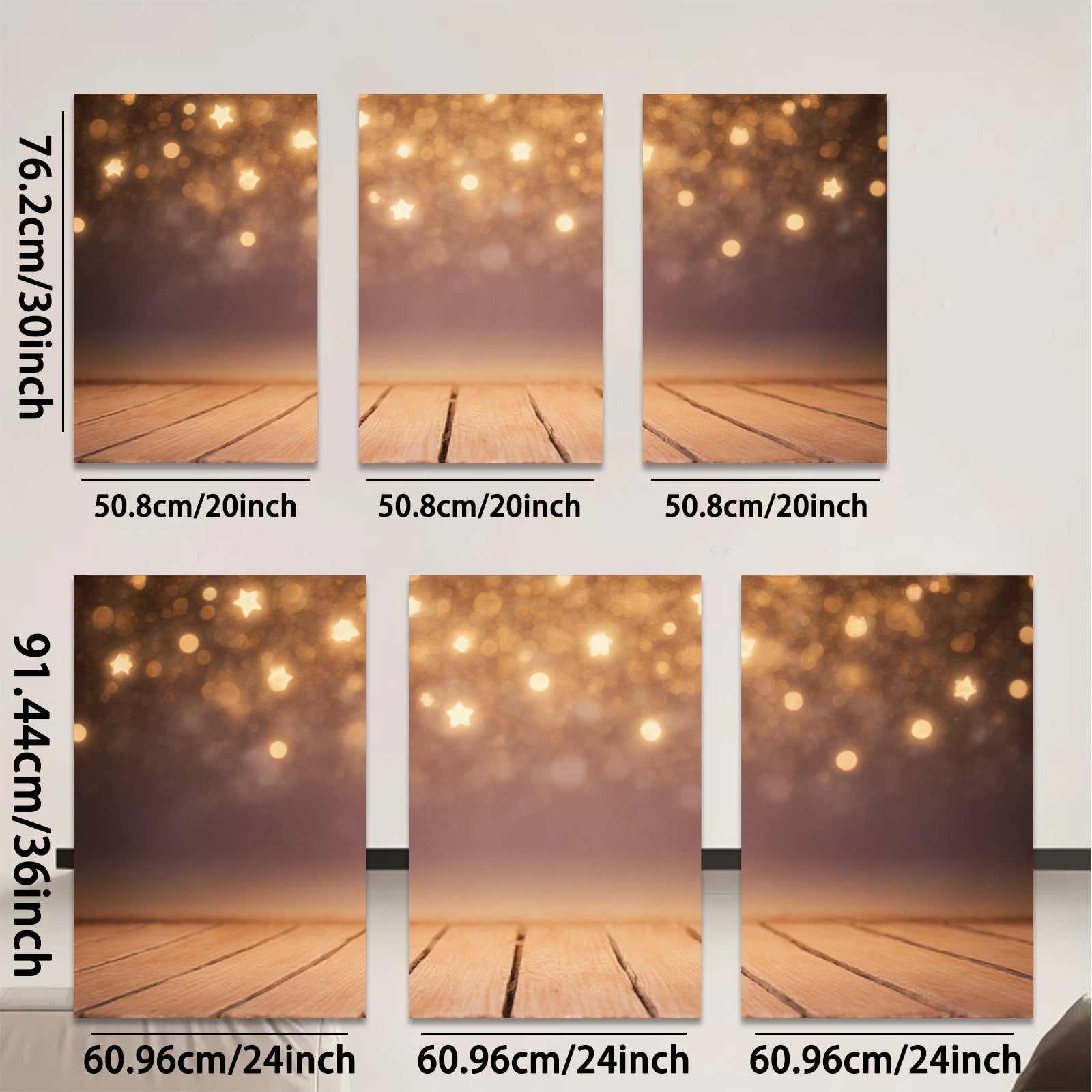 2D flat 1pc warm golden bokeh wood backdrop perfect for holiday party farmhouse decor gallery wall art prints modern minimalist