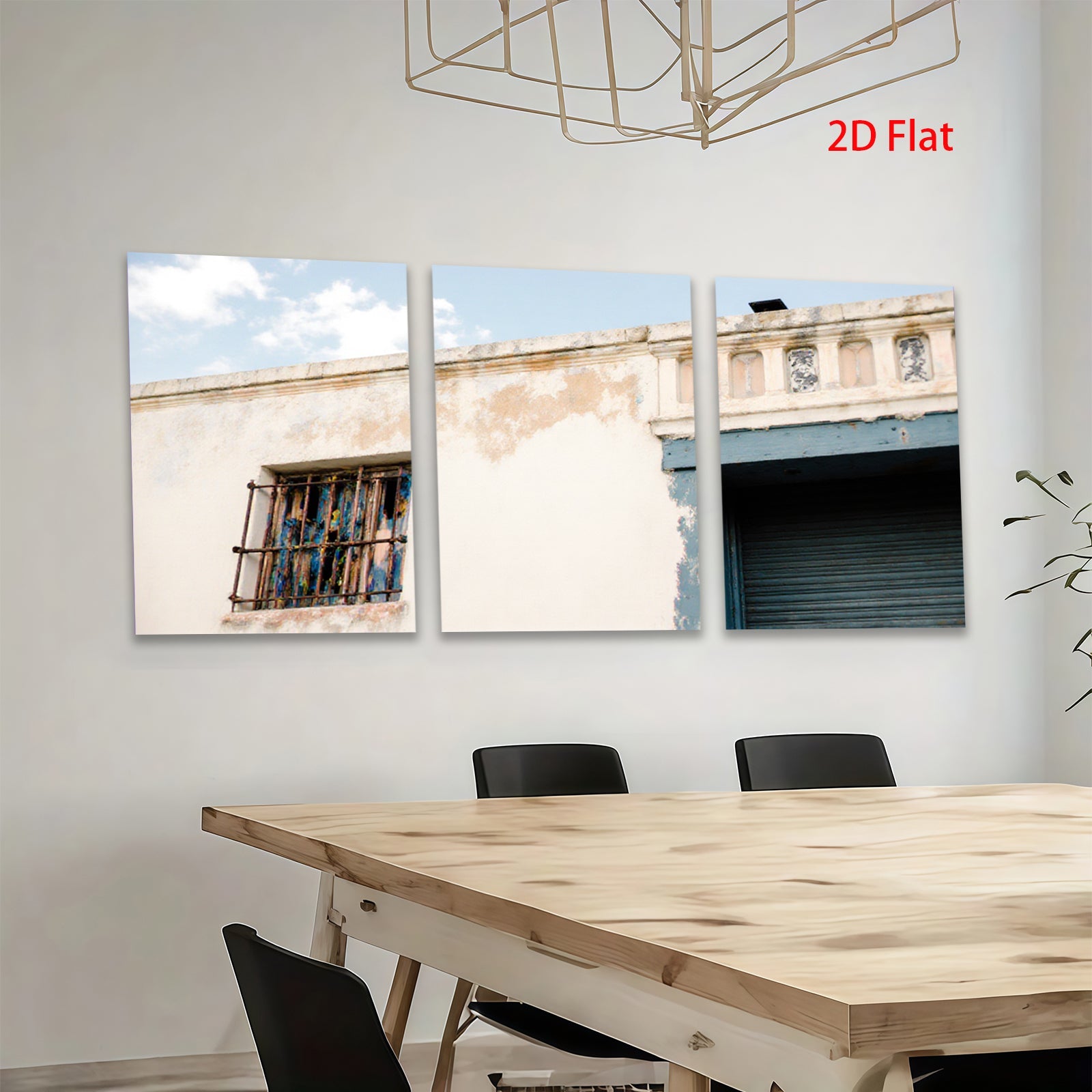 2D flat 1pc weathered building facade rustic charm coastal decor farmhouse wall art living room bedroom gallery wrapped canvas print modern minimalist art