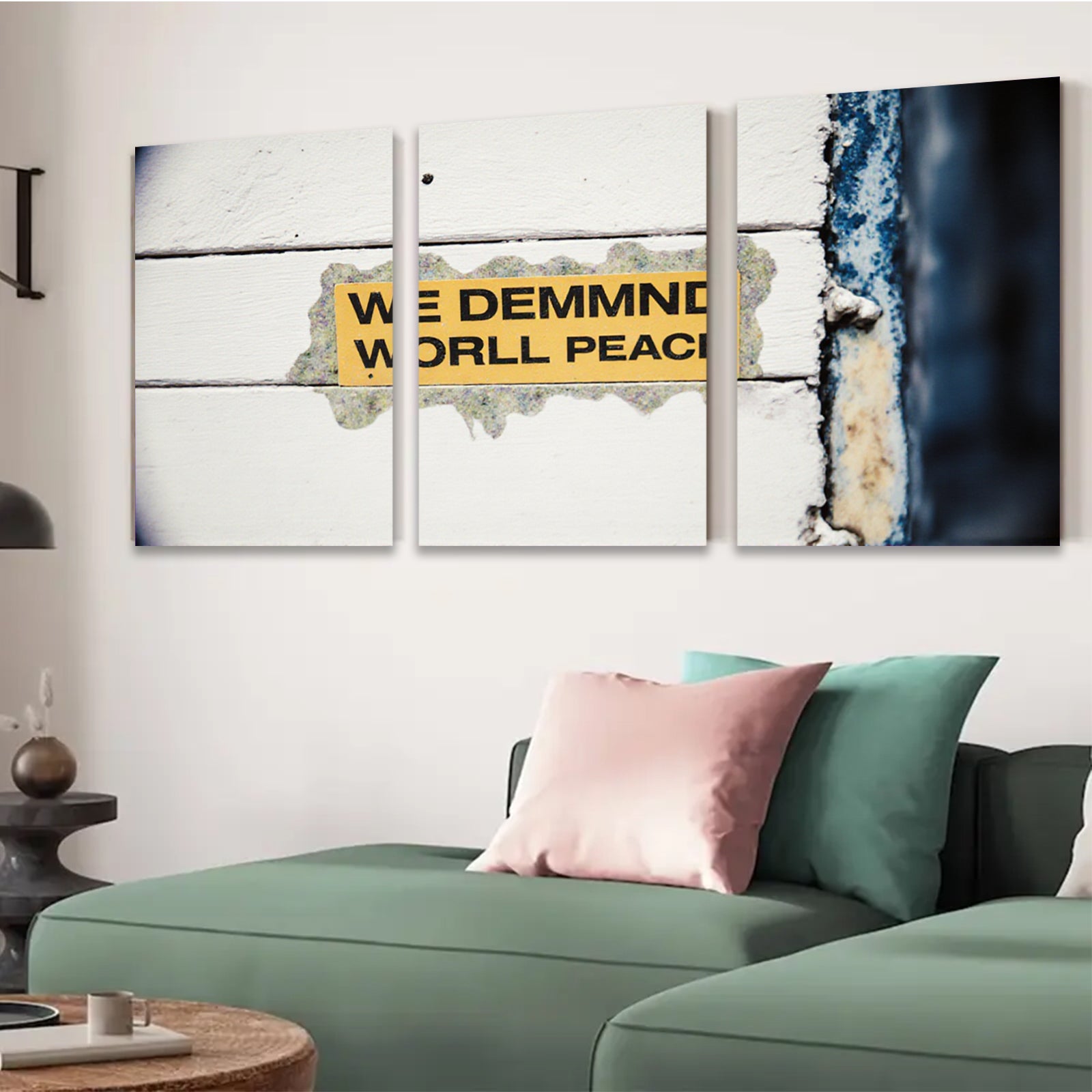 2D flat 1pc weathered protest sign wall art inspiring hope living room bedroom decor farmhouse style gallery wrapped canvas modern minimalist statement piece trending now rustic chic