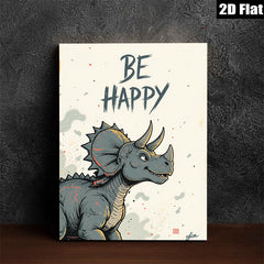 2D flat 1pc whimsical Triceratops art print for kids room nursery playroom gallery wrapped canvas wall decor modern farmhouse style inspirational gift ideas