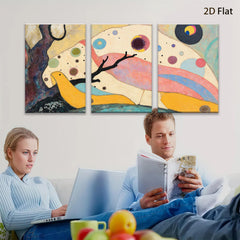 2D flat 1pc whimsical abstract birds floral canvas wall art for living room bedroom home decor modern farmhouse style gallery wrapped