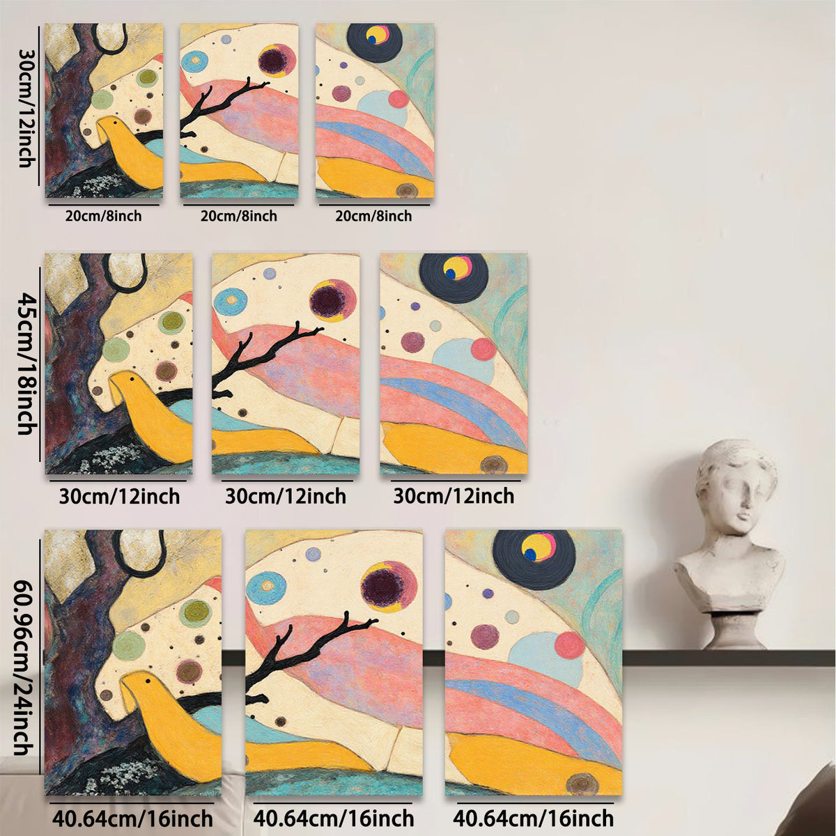2D flat 1pc whimsical abstract birds floral canvas wall art for living room bedroom home decor modern farmhouse style gallery wrapped