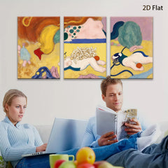 2D flat 1pc whimsical abstract colorful creatures playful gallery wall art bedroom living room modern farmhouse style
