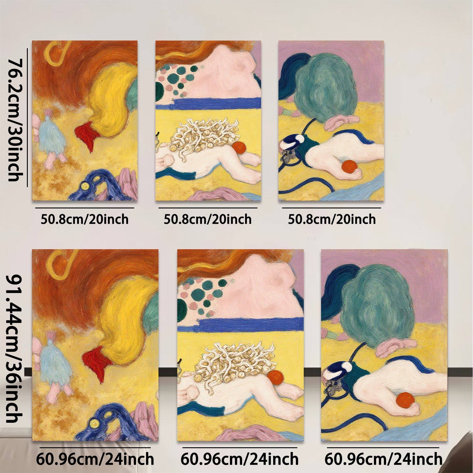 2D flat 1pc whimsical abstract colorful creatures playful gallery wall art bedroom living room modern farmhouse style