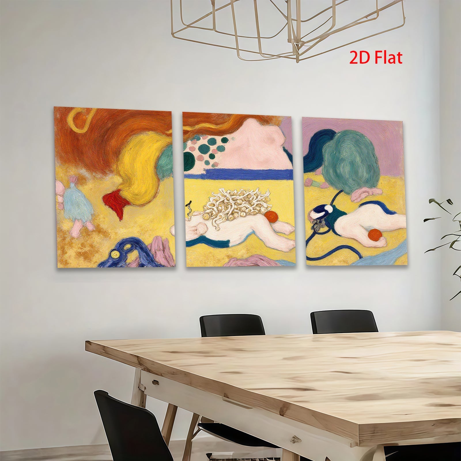 2D flat 1pc whimsical abstract colorful creatures playful gallery wall art bedroom living room modern farmhouse style
