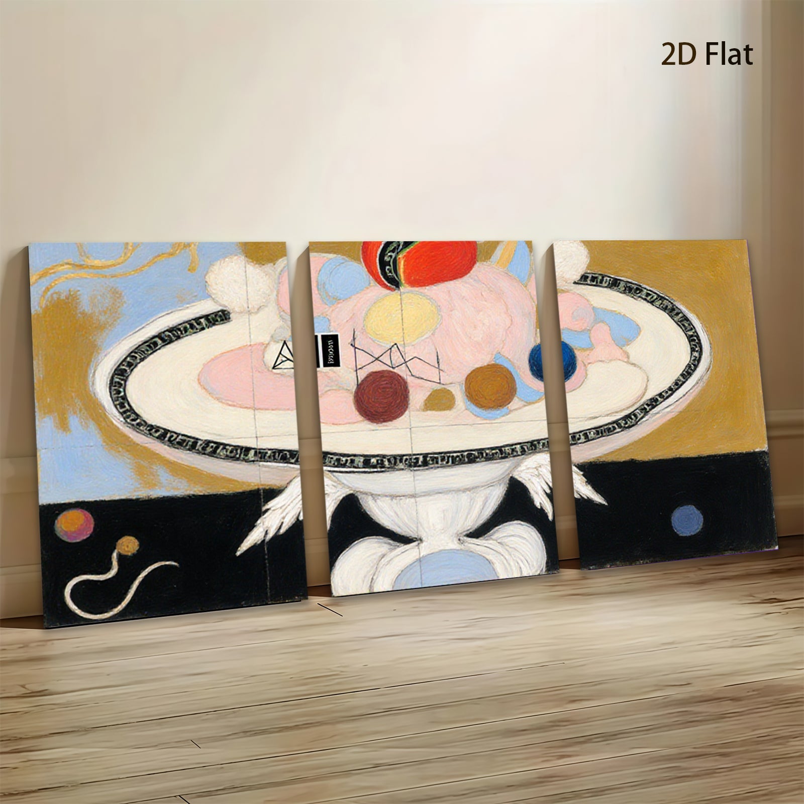 2D flat 1pc whimsical abstract floating shapes modern art canvas wall decor living room bedroom office gallery wrapped timeless statement piece farmhouse aesthetic