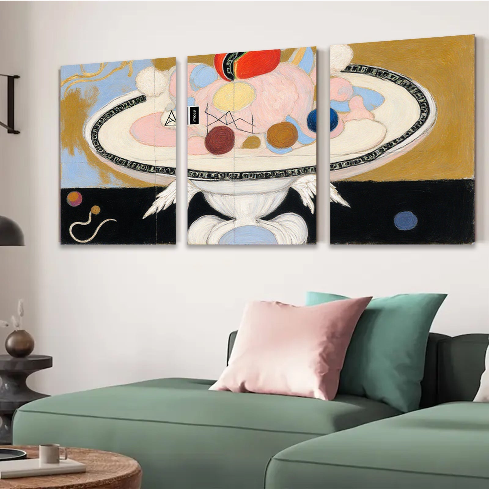 2D flat 1pc whimsical abstract floating shapes modern art canvas wall decor living room bedroom office gallery wrapped timeless statement piece farmhouse aesthetic