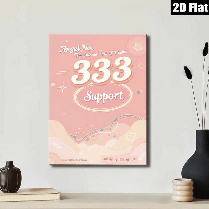 2D flat 1pc whimsical angel number 333 positive energy wall art for bedroom living room home decor farmhouse aesthetic gallery wrapped canvas prints