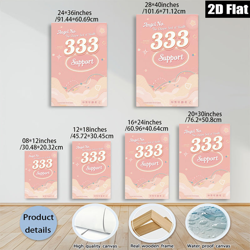 2D flat 1pc whimsical angel number 333 positive energy wall art for bedroom living room home decor farmhouse aesthetic gallery wrapped canvas prints