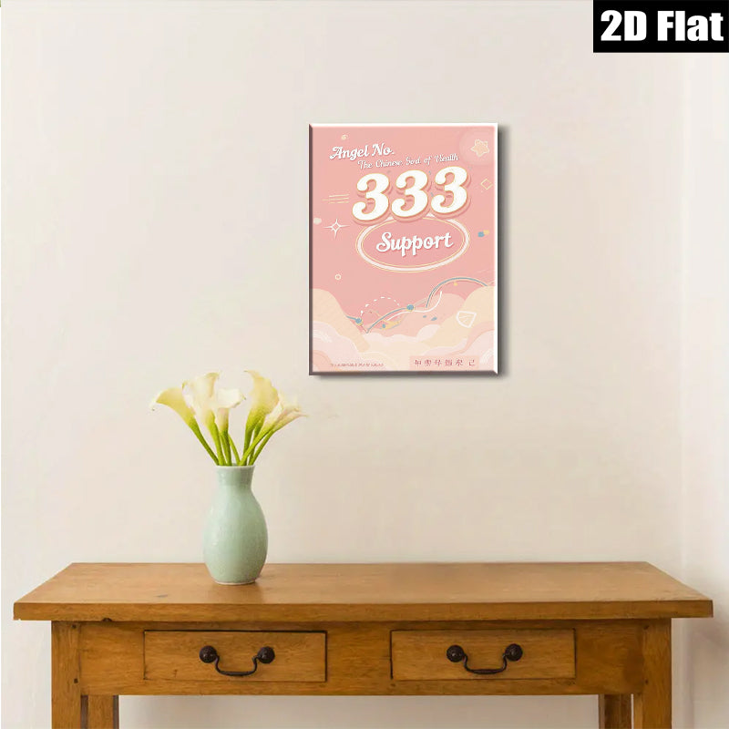 2D flat 1pc whimsical angel number 333 positive energy wall art for bedroom living room home decor farmhouse aesthetic gallery wrapped canvas prints