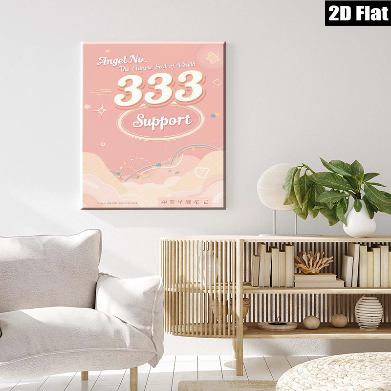 2D flat 1pc whimsical angel number 333 positive energy wall art for bedroom living room home decor farmhouse aesthetic gallery wrapped canvas prints