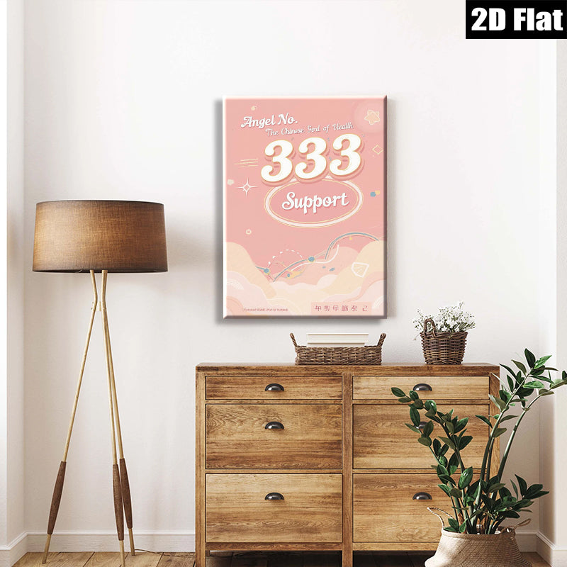 2D flat 1pc whimsical angel number 333 positive energy wall art for bedroom living room home decor farmhouse aesthetic gallery wrapped canvas prints