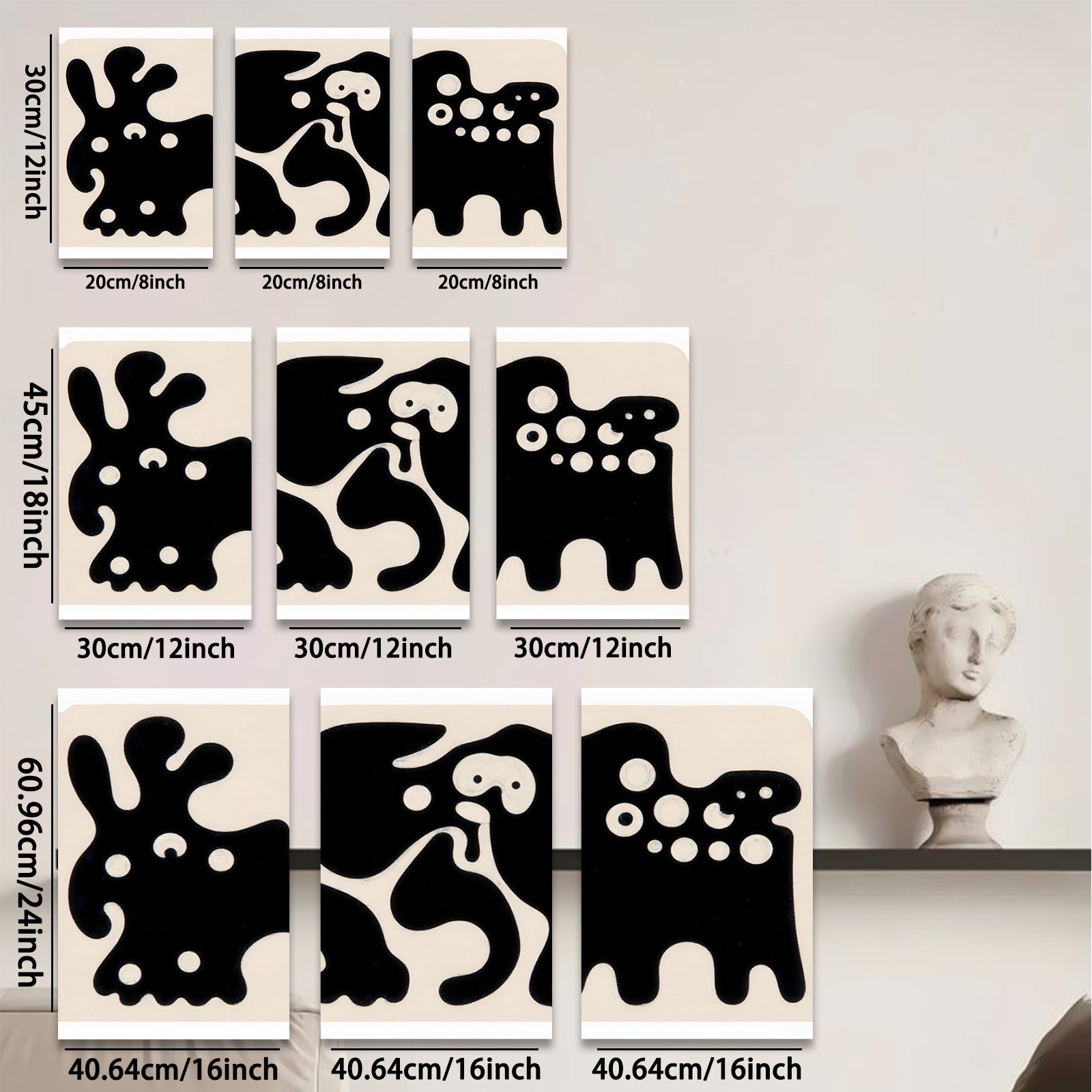 2D flat 1pc whimsical animal folk art print modern farmhouse wall decor living room bedroom kids room gallery wrapped canvas trending now