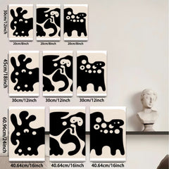 2D flat 1pc whimsical animal folk art print modern farmhouse wall decor living room bedroom kids room gallery wrapped canvas trending now