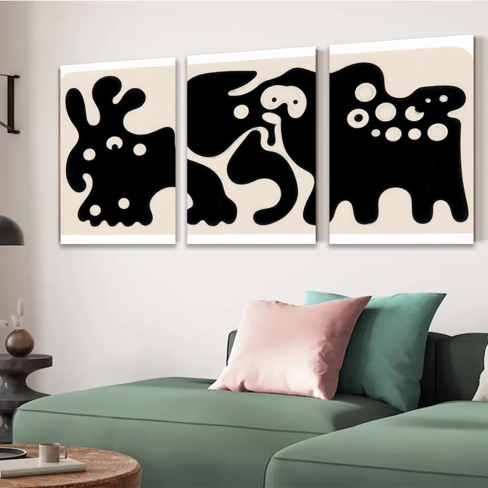 2D flat 1pc whimsical animal folk art print modern farmhouse wall decor living room bedroom kids room gallery wrapped canvas trending now