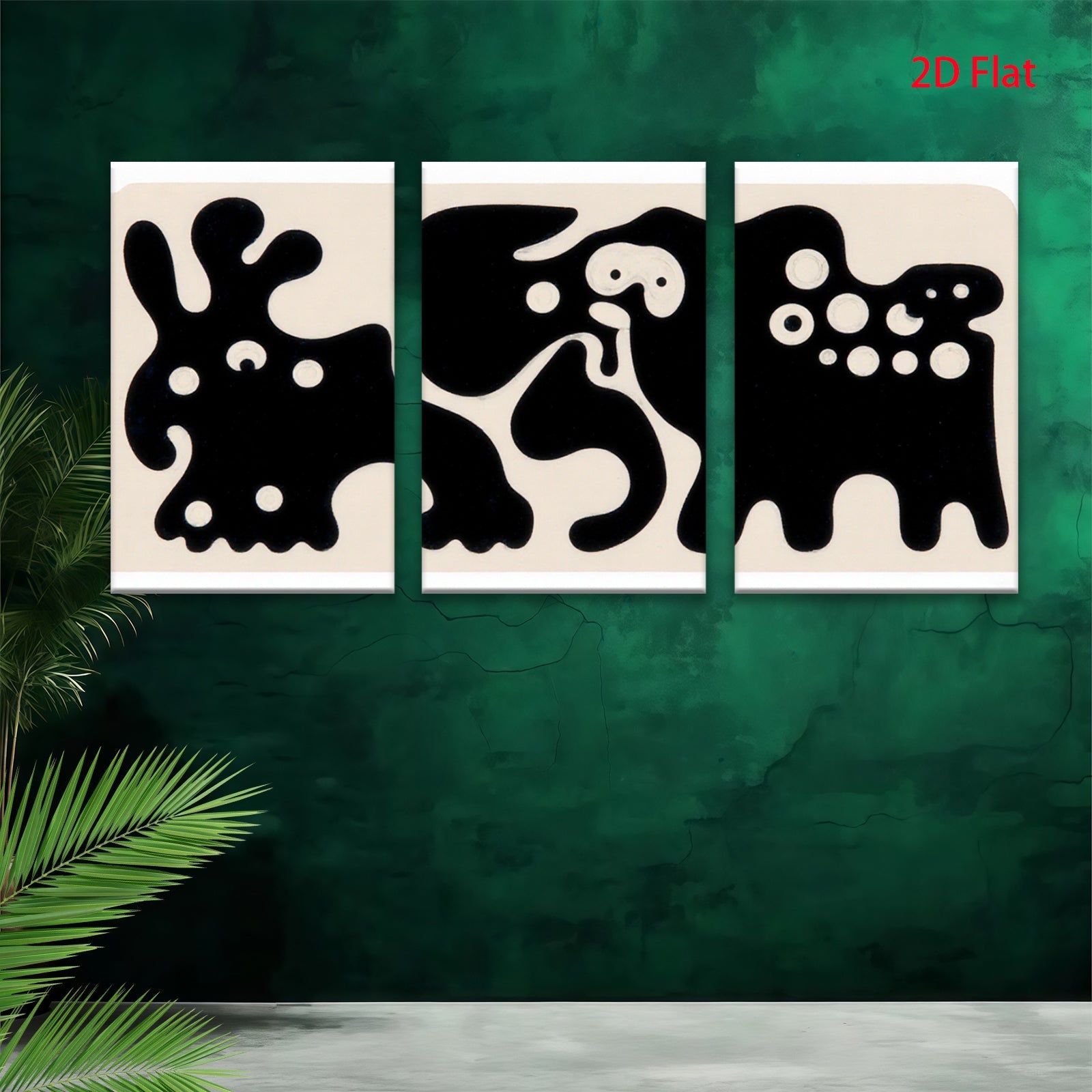 2D flat 1pc whimsical animal folk art print modern farmhouse wall decor living room bedroom kids room gallery wrapped canvas trending now