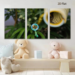 2D flat 1pc whimsical bee art botanical garden decor farmhouse wall art living room bedroom kitchen modern gallery wrapped canvas print