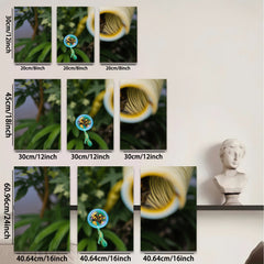 2D flat 1pc whimsical bee art botanical garden decor farmhouse wall art living room bedroom kitchen modern gallery wrapped canvas print