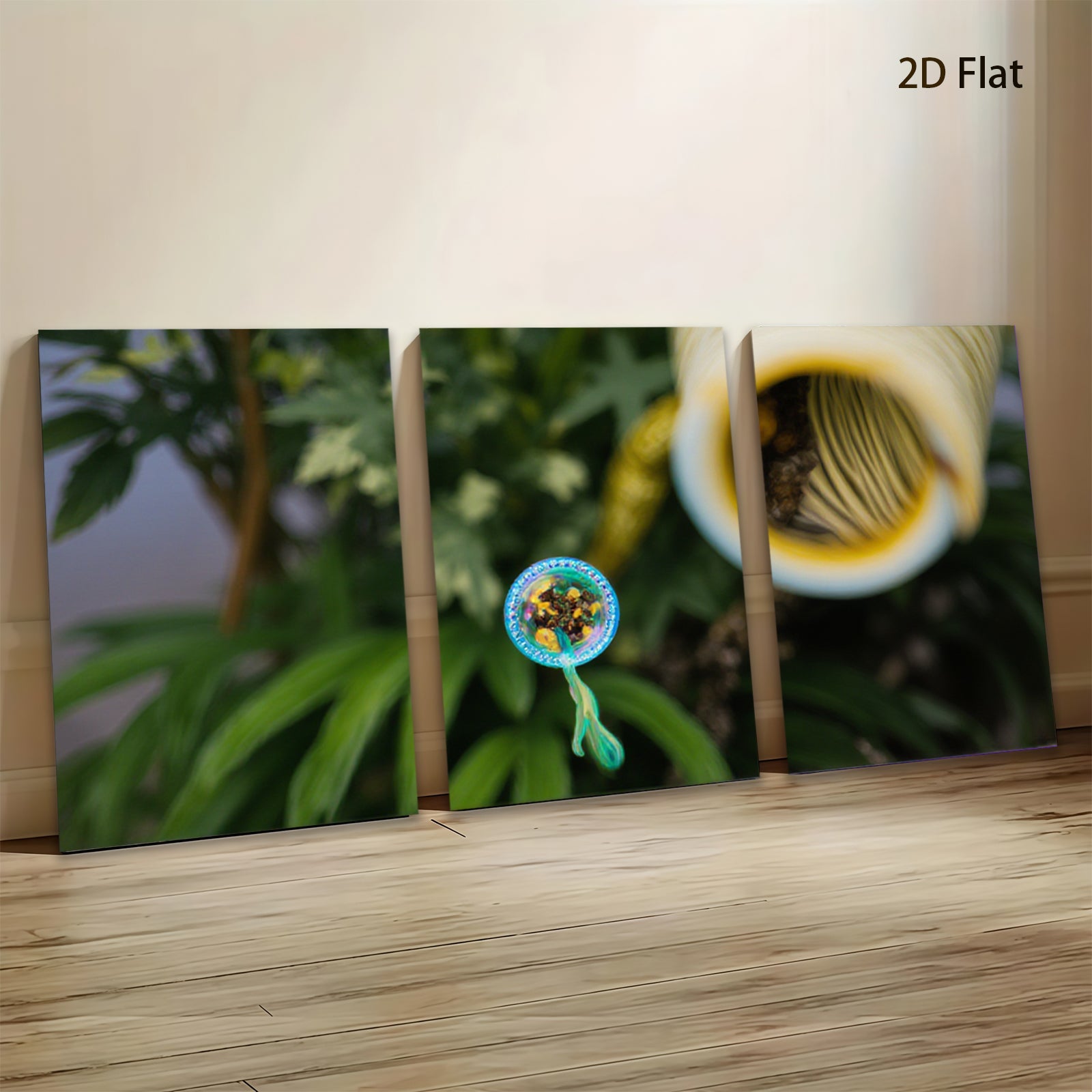 2D flat 1pc whimsical bee art botanical garden decor farmhouse wall art living room bedroom kitchen modern gallery wrapped canvas print