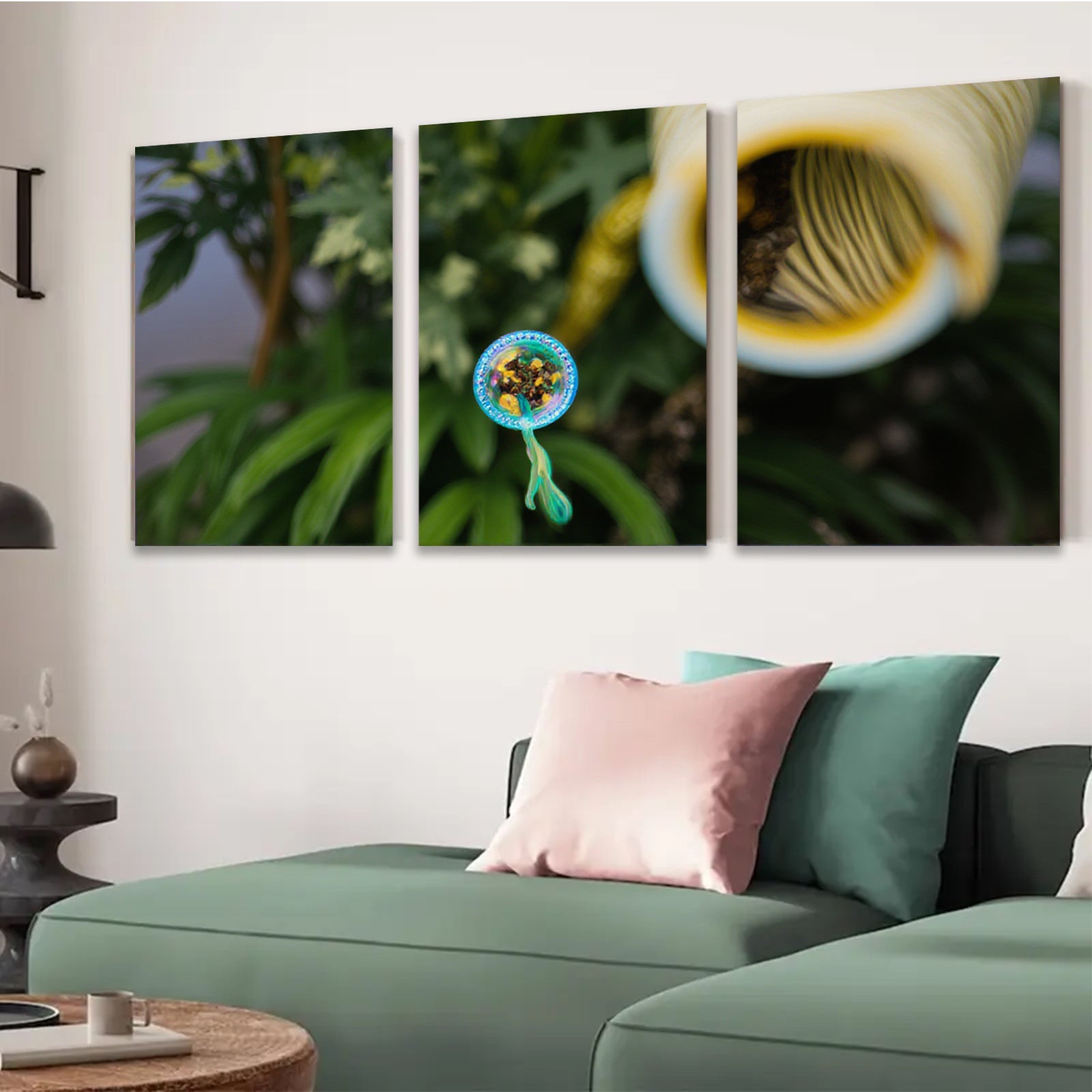 2D flat 1pc whimsical bee art botanical garden decor farmhouse wall art living room bedroom kitchen modern gallery wrapped canvas print