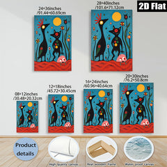 2D flat 1pc whimsical black figures bloom amidst vibrant botanical garden decor modern farmhouse gallery wall art