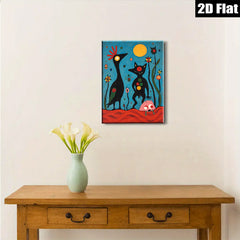 2D flat 1pc whimsical black figures bloom amidst vibrant botanical garden decor modern farmhouse gallery wall art