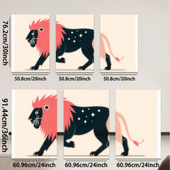 2D flat 1pc whimsical black lion stars nursery decor kids room playroom wall art canvas prints modern farmhouse gallery wrapped timeless style