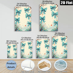 2D flat 1pc whimsical blue ribbon floral garden wall art canvas prints for living room bedroom home decor farmhouse style cozy vibes