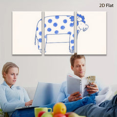 2D flat 1pc whimsical blue spotted elephant nursery art kids room decor playroom wall hanging canvas prints modern farmhouse style minimalist aesthetic bedroom decoration