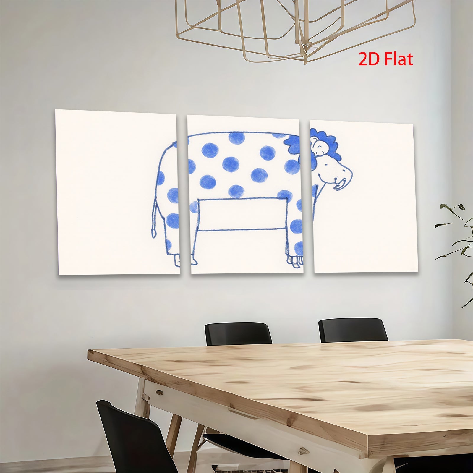 2D flat 1pc whimsical blue spotted elephant nursery art kids room decor playroom wall hanging canvas prints modern farmhouse style minimalist aesthetic bedroom decoration