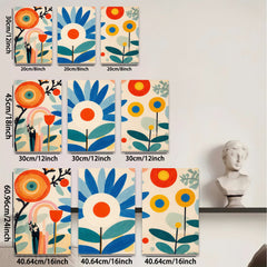 2D flat 1pc whimsical botanical blooms vibrant floral art gallery wall bedroom living room modern farmhouse coastal decor